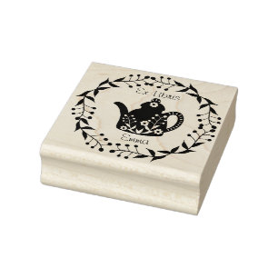 Op maat gemaakte Ex Libris bloemtheepot Rubberstempel