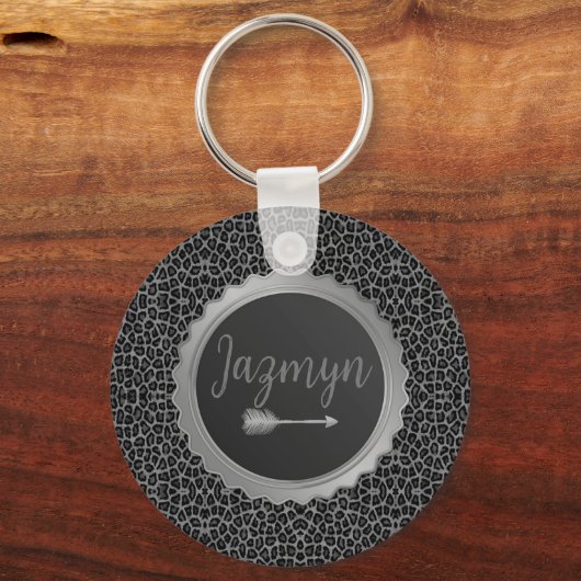 Op maat gemaakte exotische stijlvolle luipaard sleutelhanger (Achterkant)