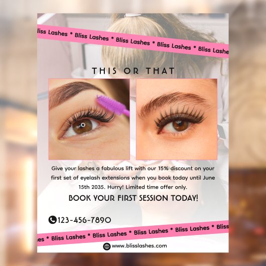 Op maat gemaakte Eyelash Extensions Beauty Studio Raamsticker (Vel 2)