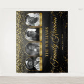 Op maat gemaakte familiebanner, 4 foto's Zwart Gou Wandkleed (Voorkant)