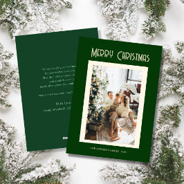 Op maat gemaakte familiefoto groene kerstkaart