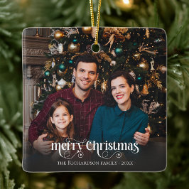 Op maat gemaakte familiefoto kalligrafie script Ke Keramisch Ornament