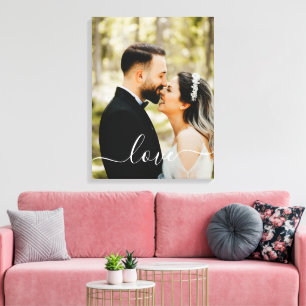 Op maat gemaakte familiefoto Love Script Canvaspri Canvas Afdruk