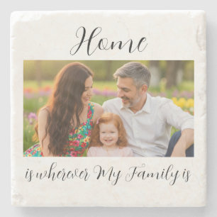 Op maat gemaakte familiefoto met gepersonaliseerde stenen onderzetter