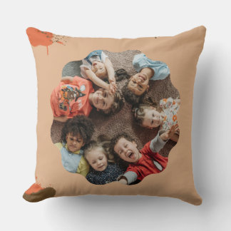 Op maat gemaakte familiefotocollage aquarel kussen