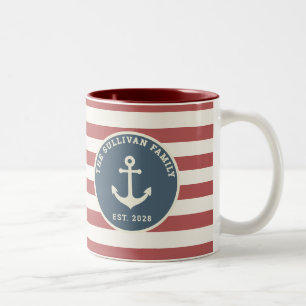 Op maat gemaakte familienaam Amerikaanse vlag mode Tweekleurige Koffiemok