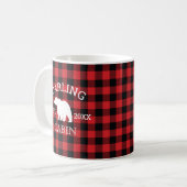 Op maat gemaakte familienaam Beer Buffalo Check Ru Koffiemok (Voorkant links)