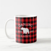 Op maat gemaakte familienaam Beer Buffalo Check Ru Koffiemok (Links)