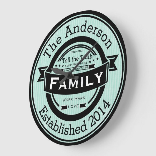 Op maat gemaakte familienaam in retro stijl grote klok (Hoek)