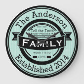 Op maat gemaakte familienaam in retro stijl grote klok (Voorkant)