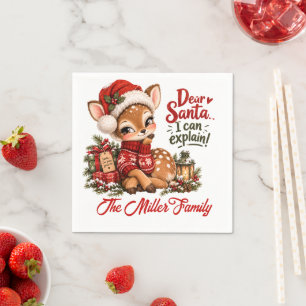 Op maat gemaakte familienaam Kerst Reindeer Papier Servet