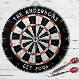 Op maat gemaakte familienaam Rustic Zwart Wit Dart Dartbord
