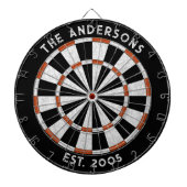 Op maat gemaakte familienaam Rustic Zwart Wit Dart Dartbord (Voorkant)