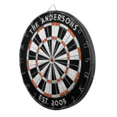 Op maat gemaakte familienaam Rustic Zwart Wit Dart Dartbord (Voorkant Rechts)