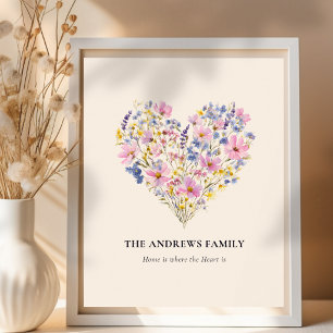 Op maat gemaakte familienaam Wildebloemhartposter Poster