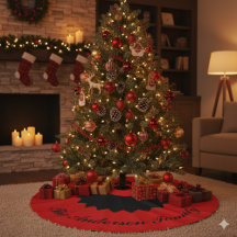 Op maat gemaakte familienaam Zwarte Rode Kerstboom
