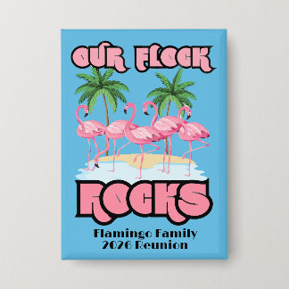 Op maat gemaakte familiereünie Flamingo Feest Them Button