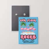 Op maat gemaakte familiereünie Flamingo Feest Them Button (Voorkant / Achterkant)