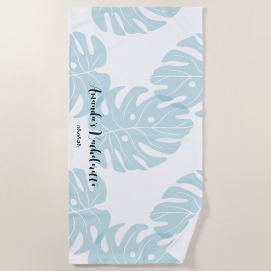 Op maat gemaakte Ficus Blad Bachelorette  Strandlaken (Voorkant)