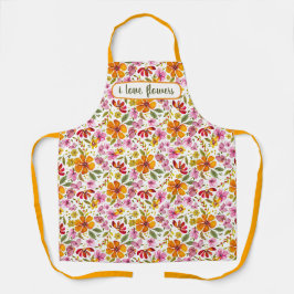 Op maat gemaakte Finally Spring Watercolor Bloemen Schort