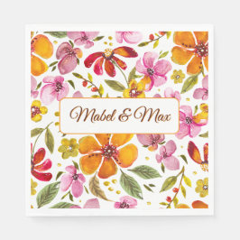 Op maat gemaakte Finally Spring Watercolor Bloemen Servet