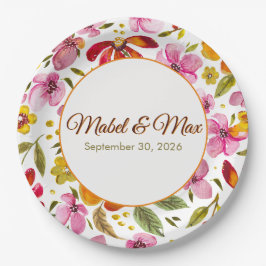 Op maat gemaakte Finally Spring Watercolor Floral Papieren Bordje