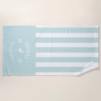 Op maat gemaakte flamingo gestreepte turquoise fam strandlaken