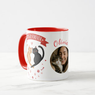 Op maat gemaakte foto- en naam Valentijnsdag katte Mok