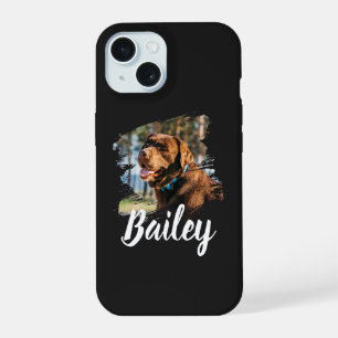 Op maat gemaakte foto en naam van hond gepersonali iPhone 15 case