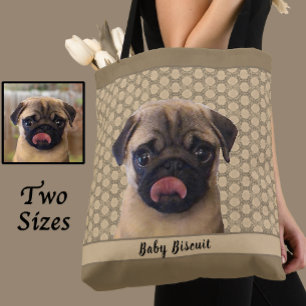 Op maat gemaakte foto- en naamportret van huisdier tote bag