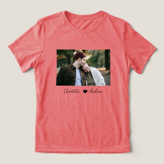 Op maat gemaakte foto en tekst gepersonaliseerd T- Tri-Blend Shirt (Design voorkant)