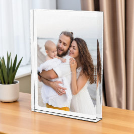 Op maat gemaakte foto familieglaasblok met afgeron