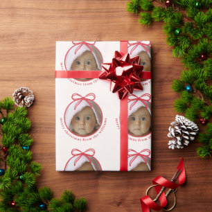 Op maat gemaakte foto familienaam Kerstmis Cadeaupapier