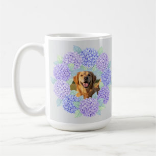 Op maat gemaakte foto Gouden Retriever Hydrangea K Koffiemok