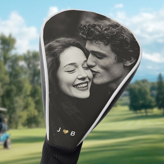 Op maat gemaakte foto initiële hart monogram koppe golfheadcover
