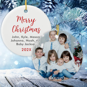 Op maat gemaakte foto met neven en nichten voor Ke Keramisch Ornament