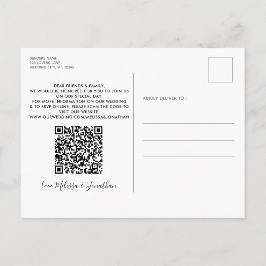Op maat gemaakte foto roestige hout QR-code huisdi Uitnodiging Briefkaart (Achterkant)