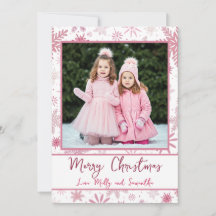 Op maat gemaakte foto roze sneeuwvlokken Kerstgroe