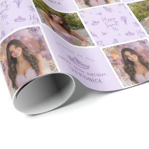 Op maat gemaakte foto Sweet 16 verjaardag inpakpap Cadeaupapier