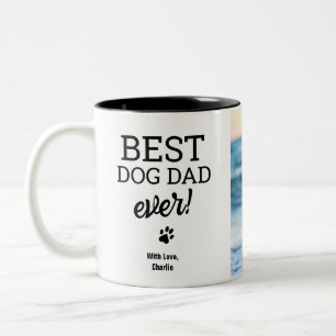 Op maat gemaakte foto van de beste HOND Papa ooit Tweekleurige Koffiemok