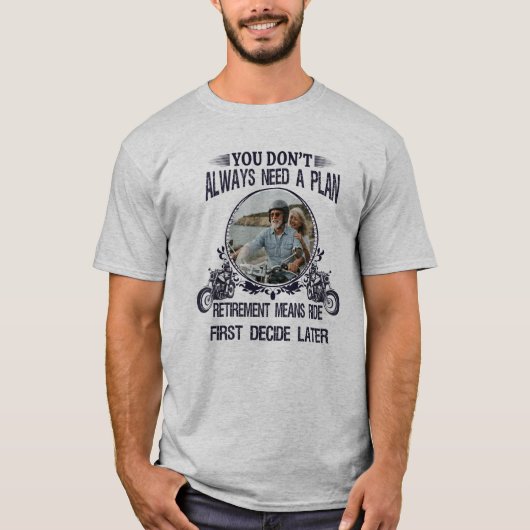 Op maat gemaakte foto van gepensioneerde motorrijd t-shirt (Voorkant)