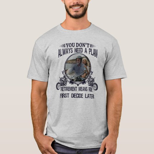 Op maat gemaakte foto van gepensioneerde motorrijd t-shirt (Voorkant)