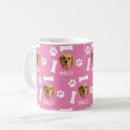 Op maat gemaakte foto van hond en naam Roze Koffiemok