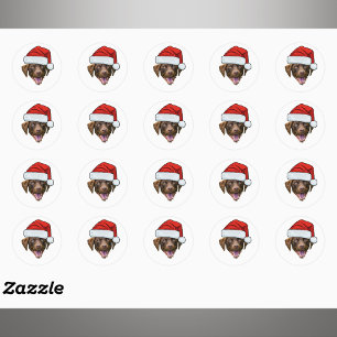 Op maat gemaakte foto van honden gezicht met Kerst Ronde Sticker