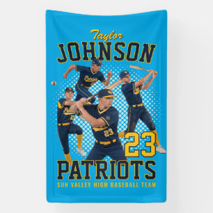Op maat gemaakte foto van honkbalspeler Retro Boot Spandoek