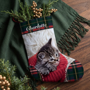 Op maat gemaakte foto van huisdier hond kat kerst kleine kerstsok