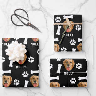 Op maat gemaakte foto van huisdierhond & naam Zwar Inpakpapier Vel