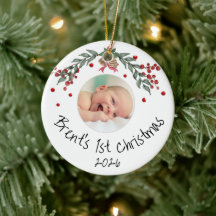 Op maat gemaakte foto voor baby's eerste kerstmis