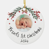 Op maat gemaakte foto voor baby's eerste kerstmis keramisch ornament (Voorkant)