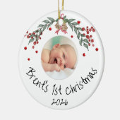 Op maat gemaakte foto voor baby's eerste kerstmis keramisch ornament (Links)